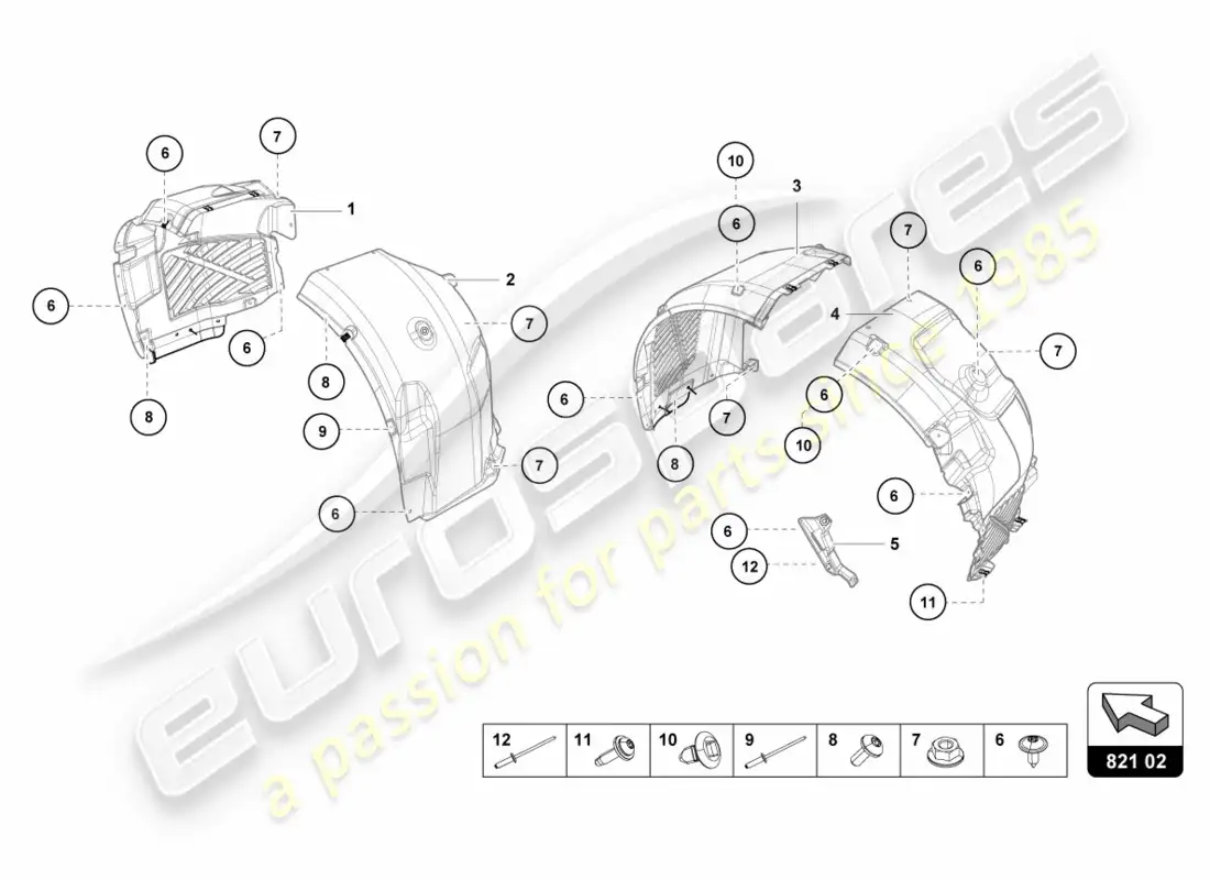 lamborghini lp580-2 spyder (2018) guarnecido de la carcasa de la rueda diagrama de piezas