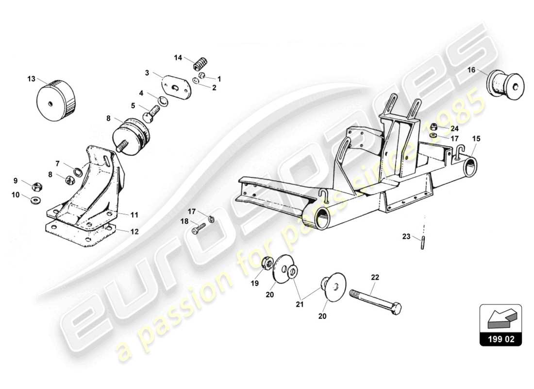 lamborghini countach 25th anniversary (1989) diagrama de piezas de montaje del motor