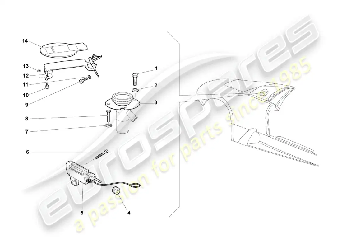 lamborghini murcielago coupe (2004) tapa de llenado de combustible diagrama de piezas