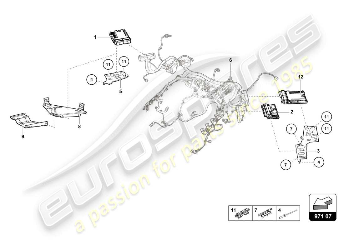 lamborghini evo coupe (2023) diagrama de piezas de la unidad de control del motor