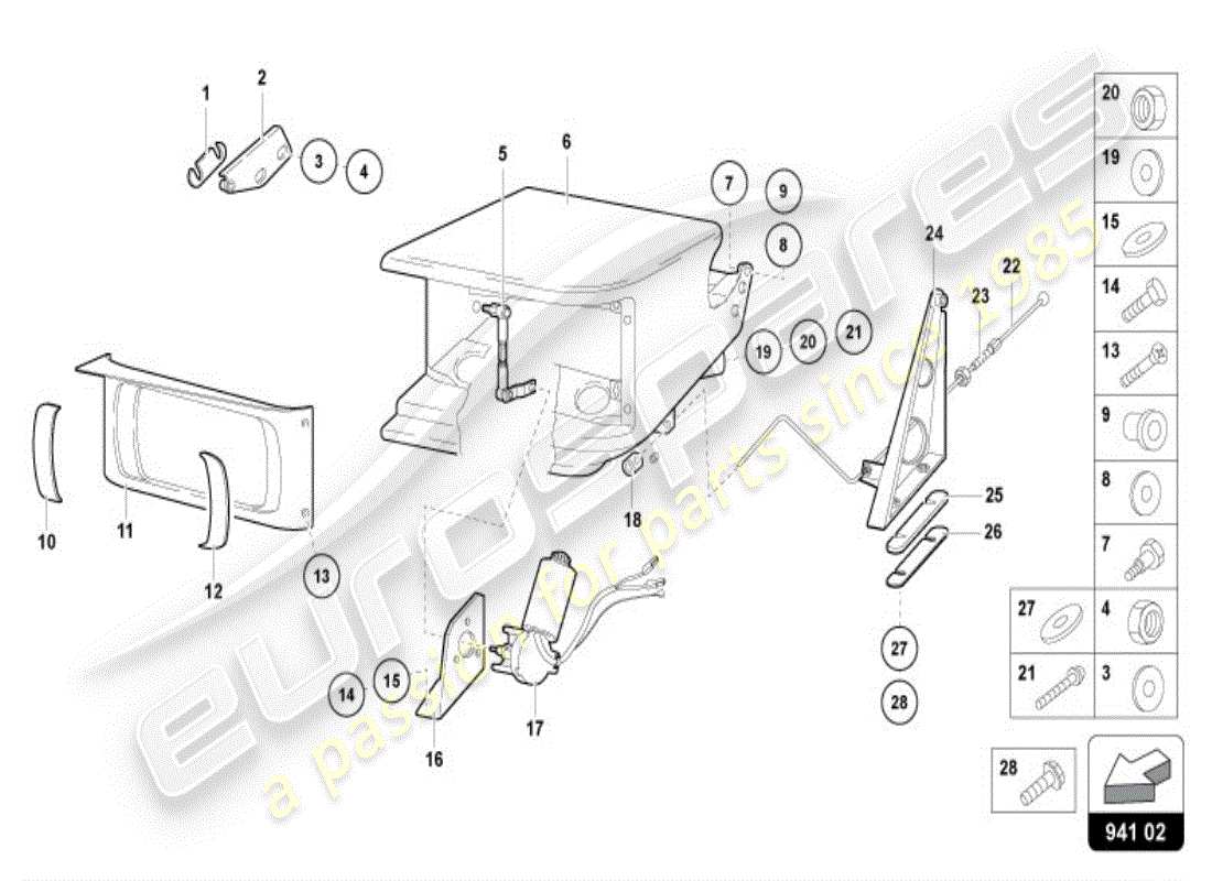 lamborghini diablo vt (1995) diagrama de piezas del dispositivo de faro