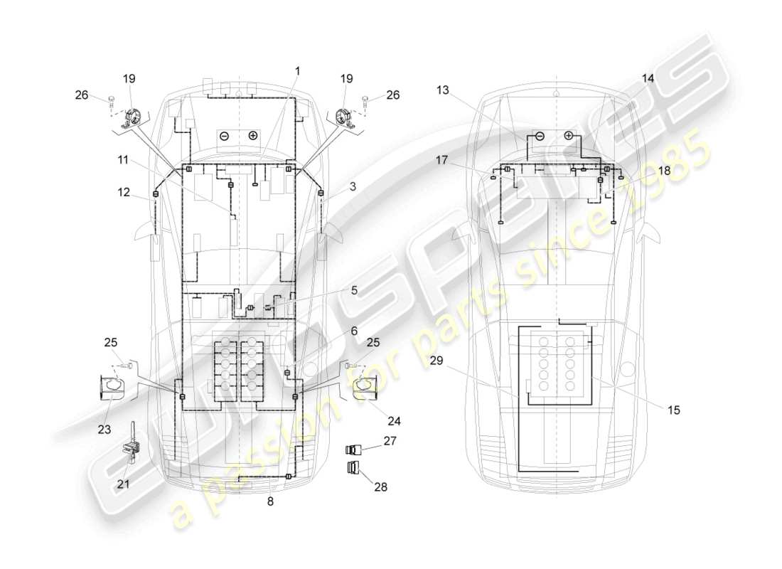 lamborghini gallardo spyder (2008) telares de cableado diagrama de piezas