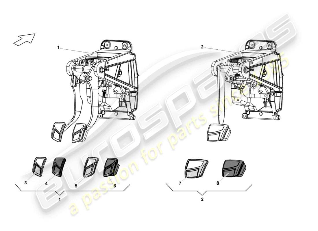 lamborghini lp560-4 spider (2011) pedal de freno diagrama de piezas
