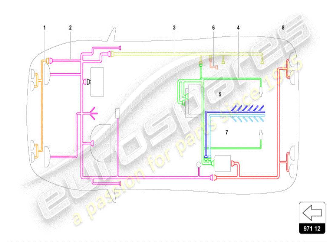 lamborghini diablo vt (1996) sistema eléctrico diagrama de piezas