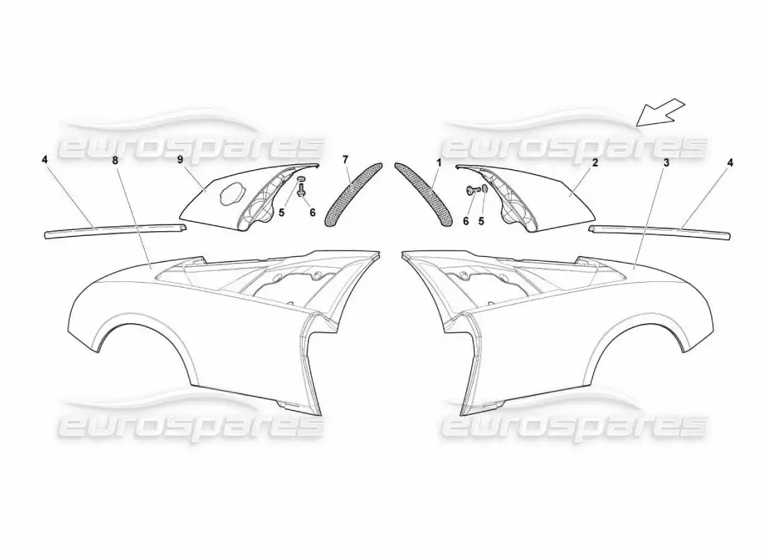 lamborghini murcielago lp670 guardabarros trasero diagrama de piezas