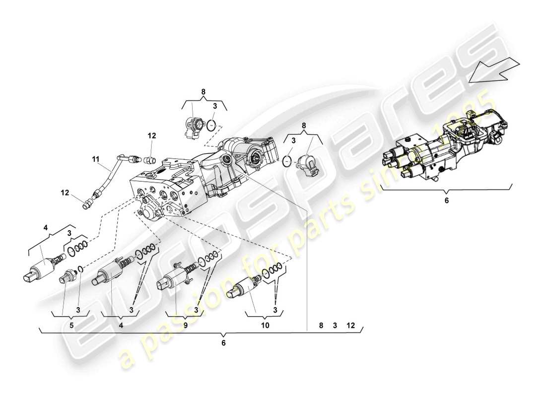 lamborghini lp550-2 spyder (2014) diagrama de piezas de la unidad de válvula