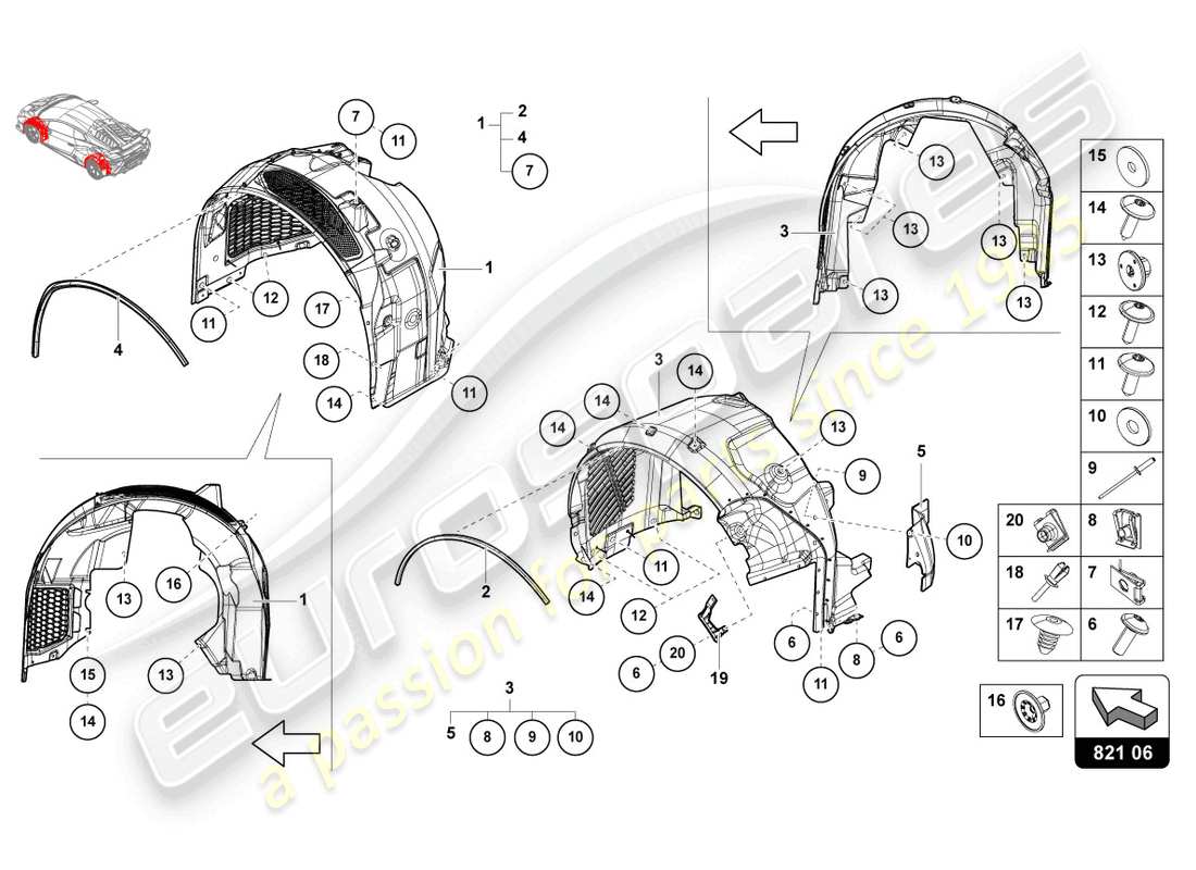 lamborghini sto (2024) guarnecido de la carcasa de la rueda diagrama de piezas