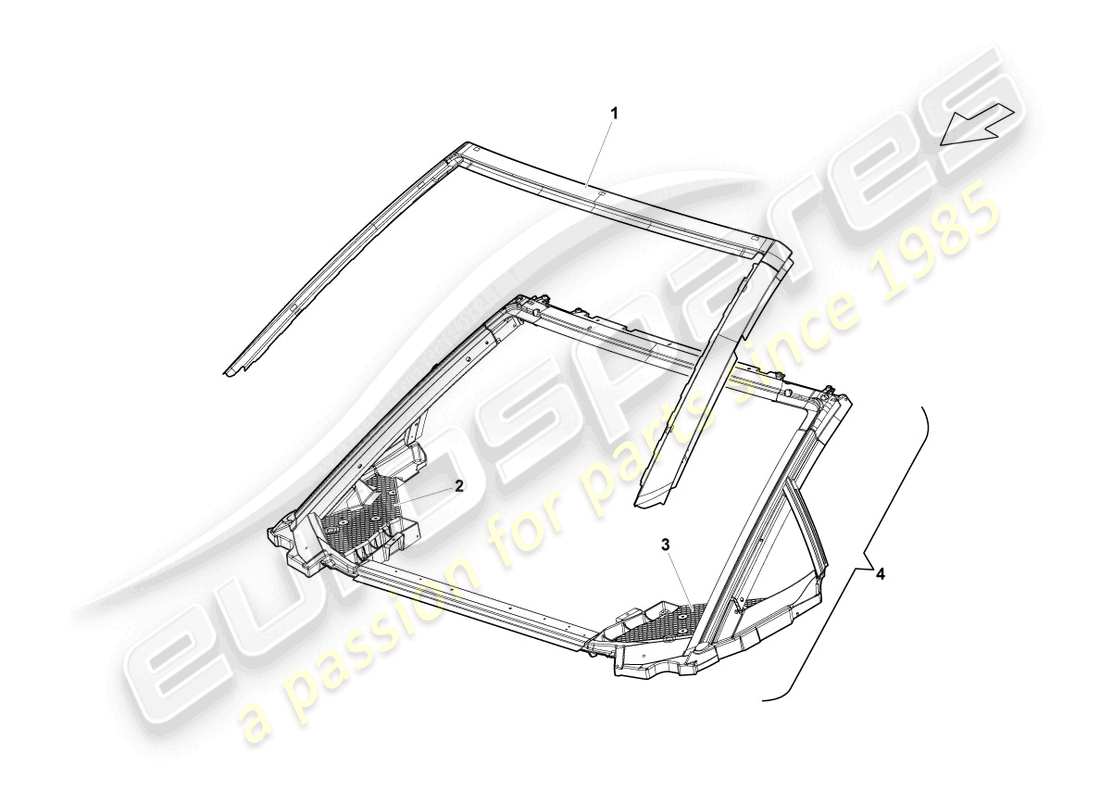 lamborghini lp560-4 spider (2010) marco del techo delantero diagrama de piezas