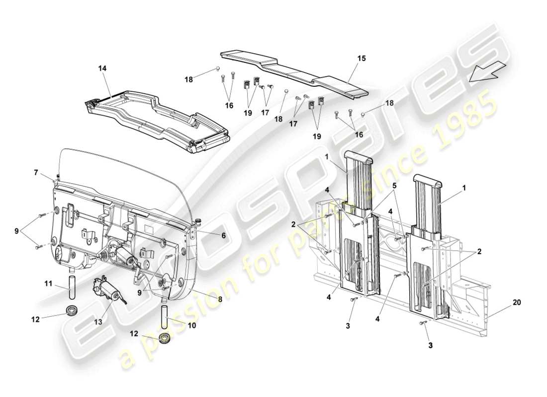 lamborghini lp570-4 spyder performante (2012) sistema de protección contra vuelcos diagrama de piezas