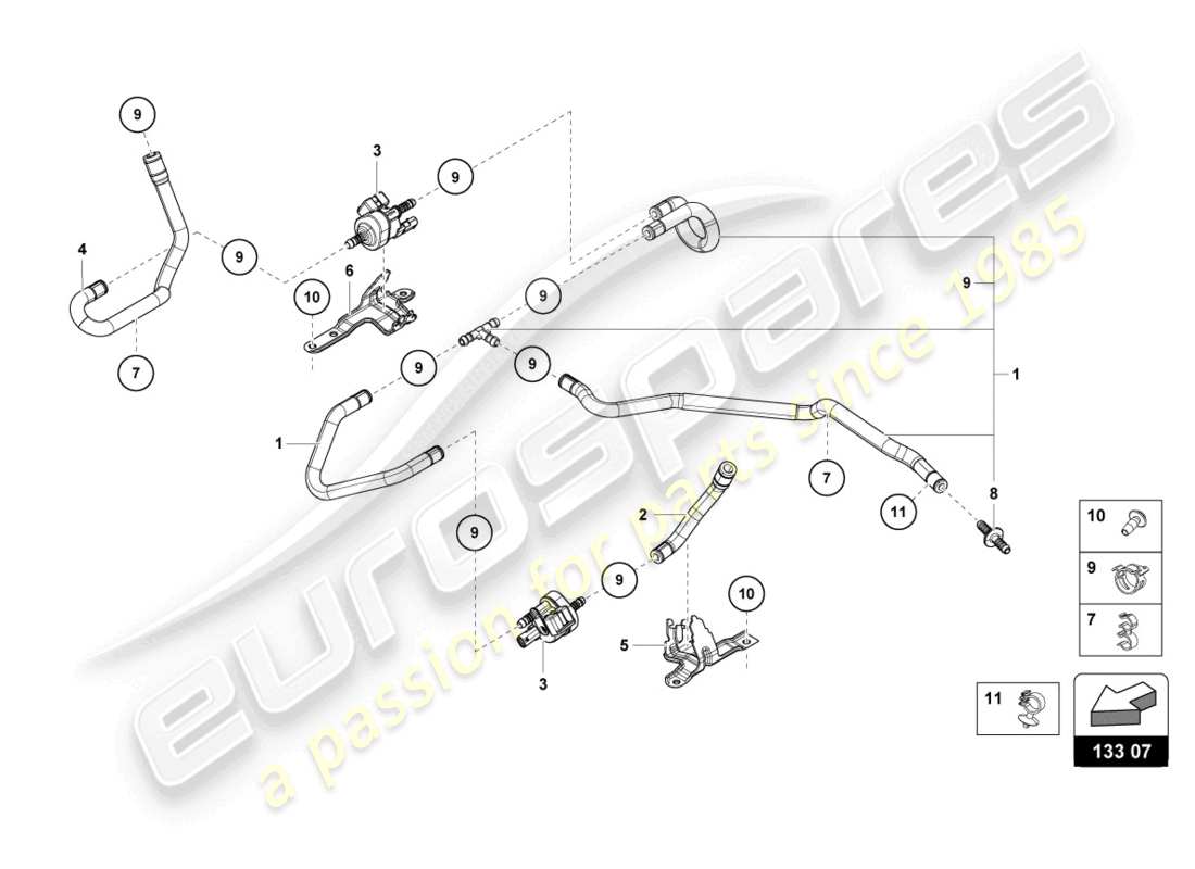 lamborghini evo coupe (2023) diagrama de piezas del sistema de vacío