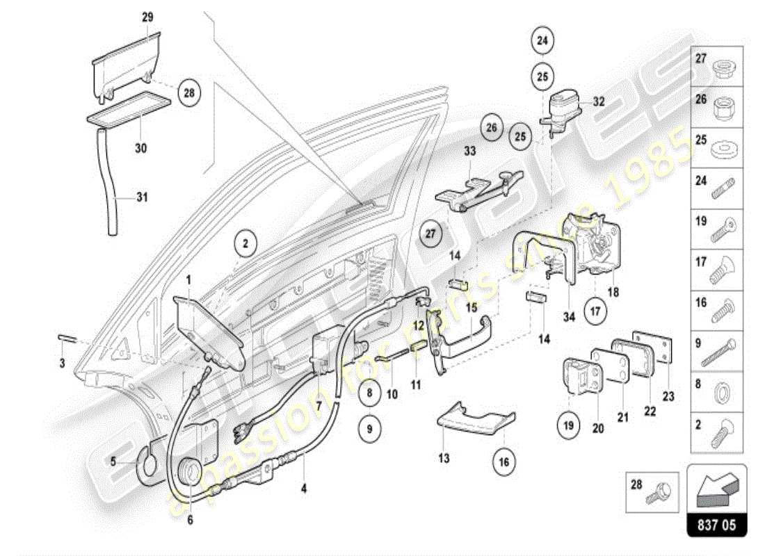 lamborghini diablo vt (1997) puerta diagrama de piezas
