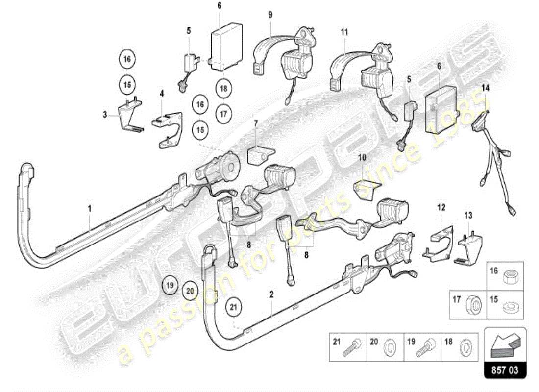 lamborghini diablo vt (1997) cinturones de seguridad diagrama de piezas
