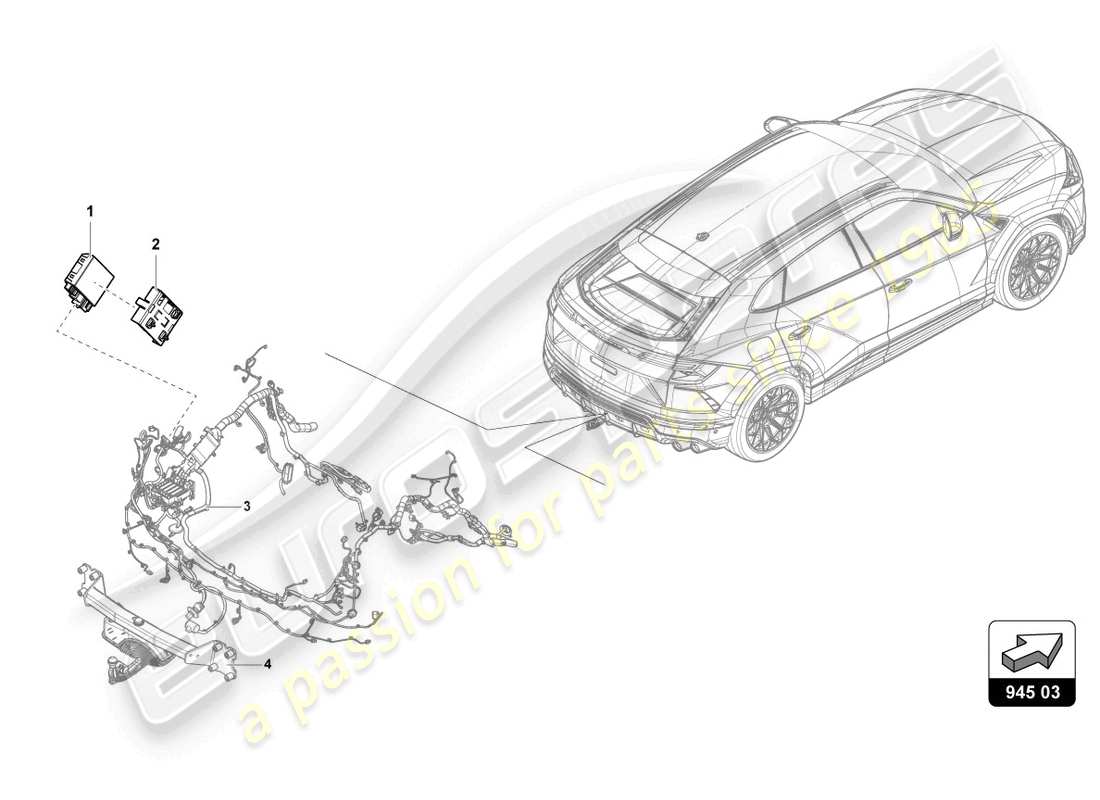 lamborghini urus (2022) piezas eléctricas para remolque diagrama de piezas