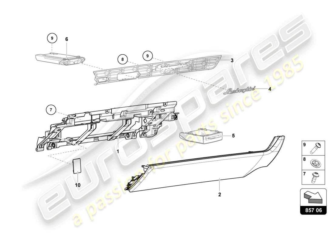 lamborghini 2022 (sto) diagrama de piezas de la guantera