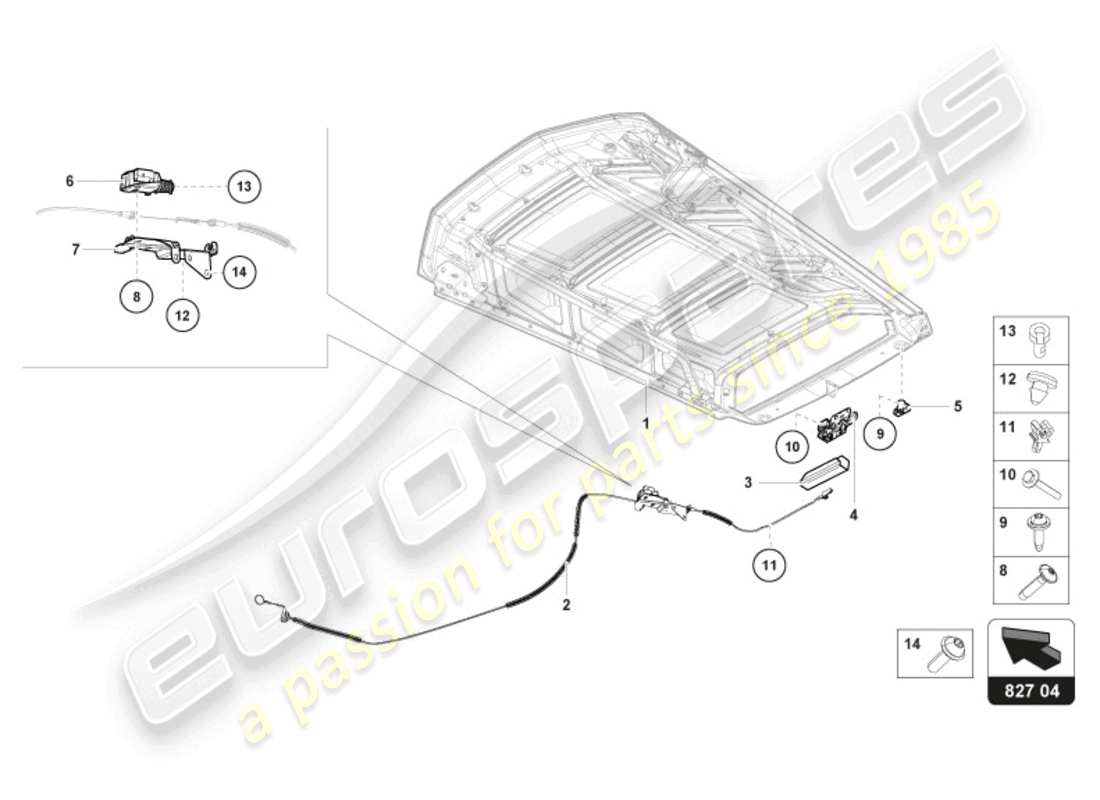 lamborghini 2024 (tecnica) palanca de liberación diagrama de piezas