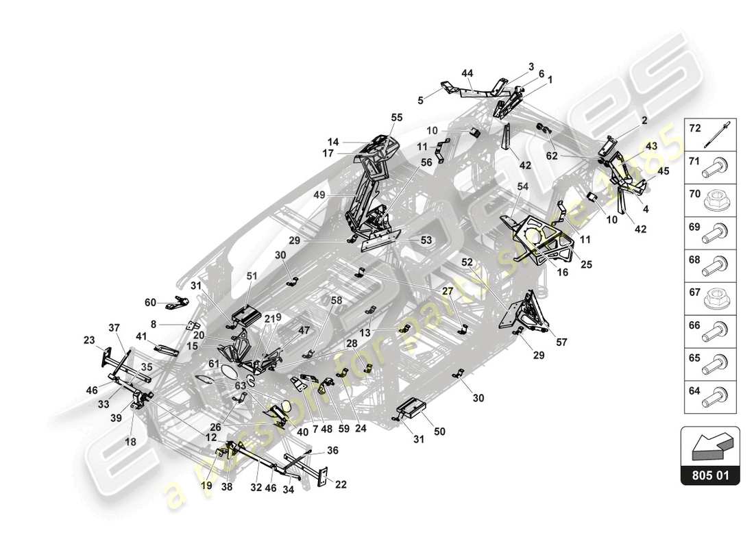 lamborghini gt3 (2017) soportes diagrama de piezas