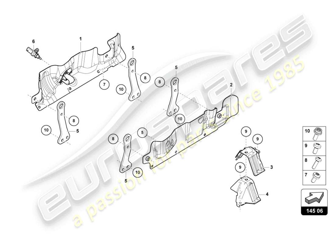 lamborghini urus (2021) diagrama de piezas del escudo térmico