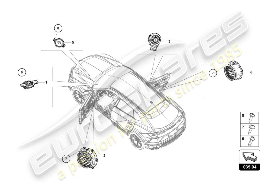 lamborghini urus (2022) piezas eléctricas para sistema de audio diagrama de partes