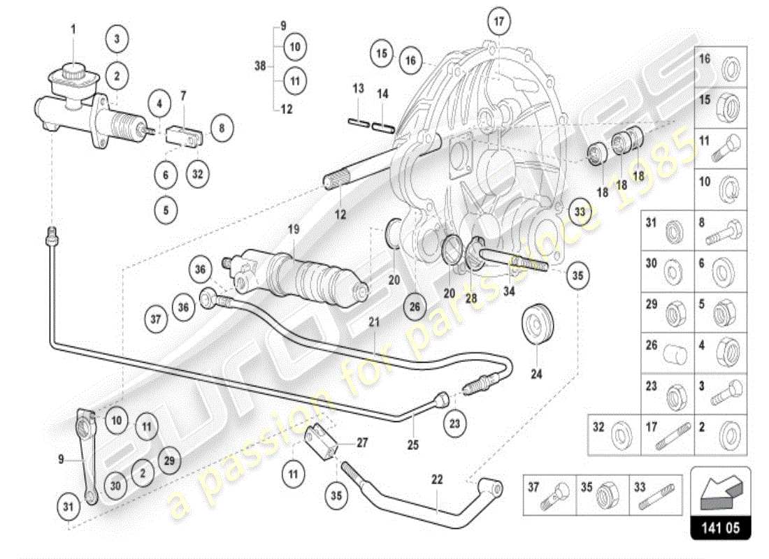 lamborghini diablo vt (1997) embrague diagrama de piezas