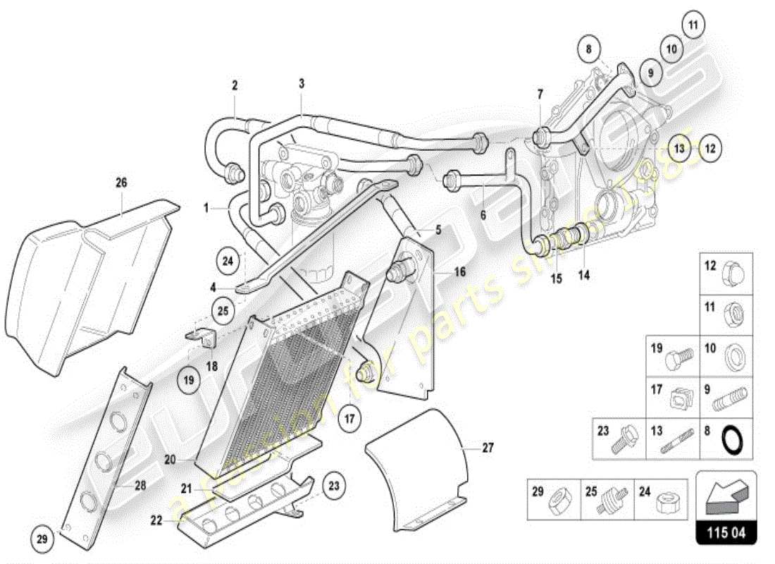 lamborghini diablo vt (1996) sistema de aceite del motor diagrama de piezas