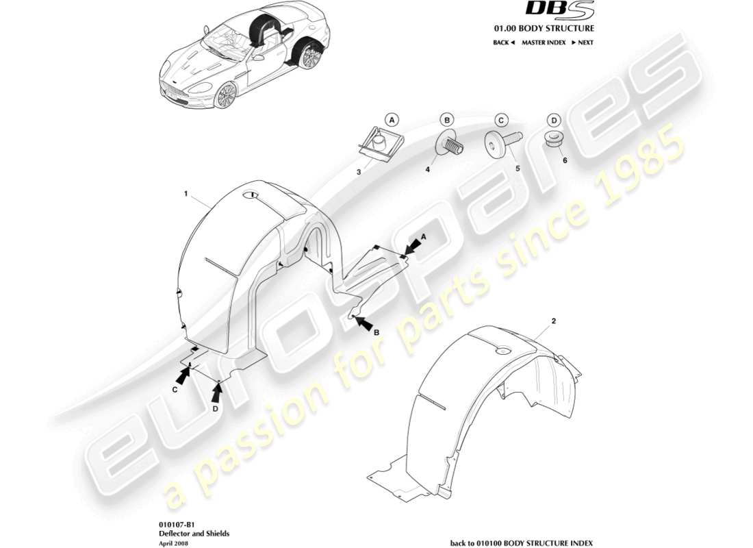 un diagrama de piezas del catálogo de piezas aston martin dbs (2012)