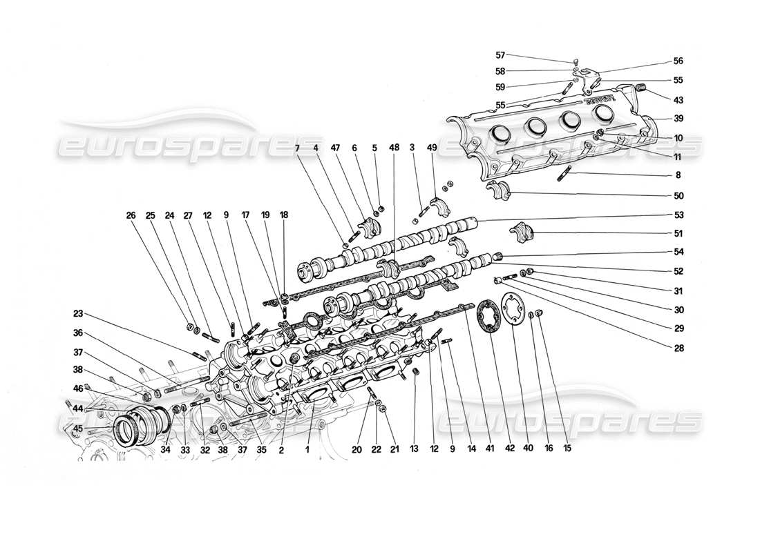 ferrari mondial 3.0 qv (1984) diagrama de piezas de la culata (izquierda)