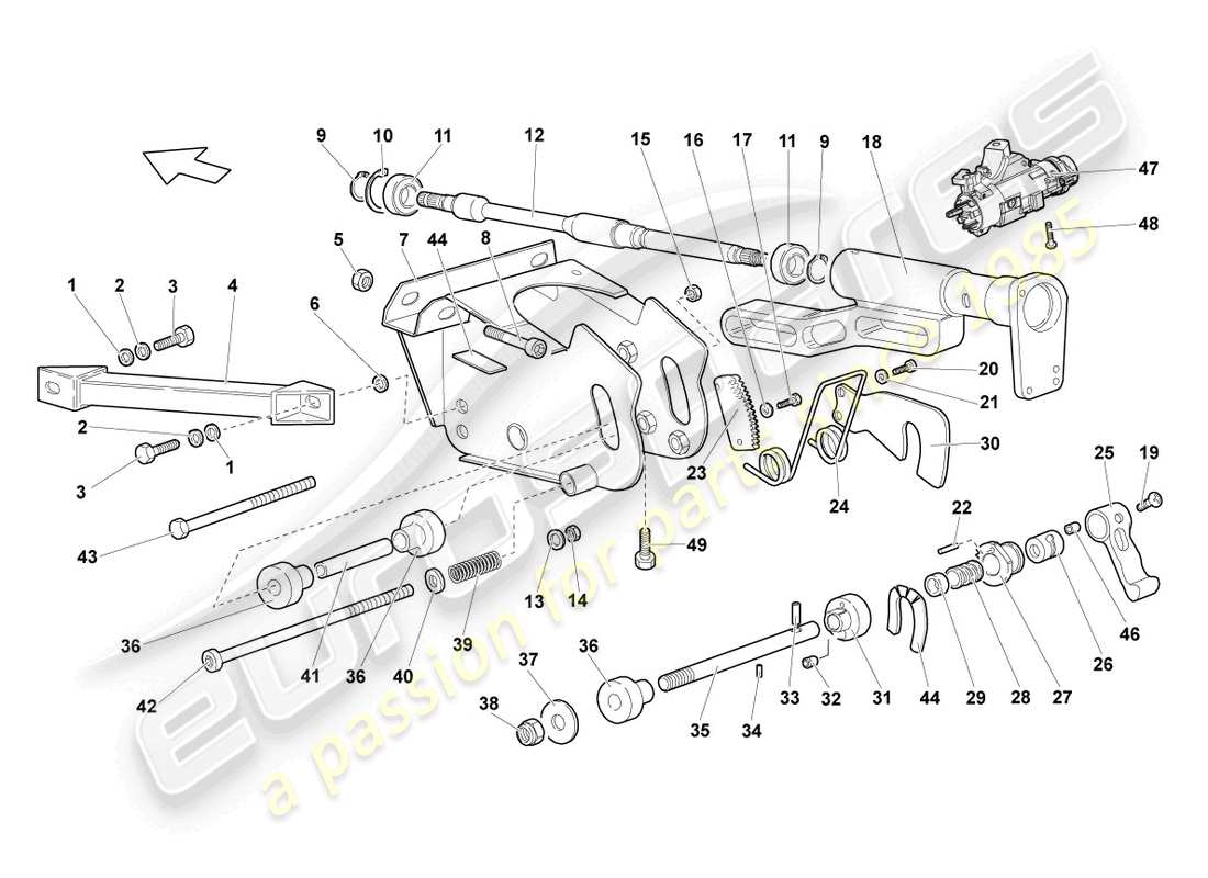 lamborghini reventon diagrama de piezas de la columna de dirección