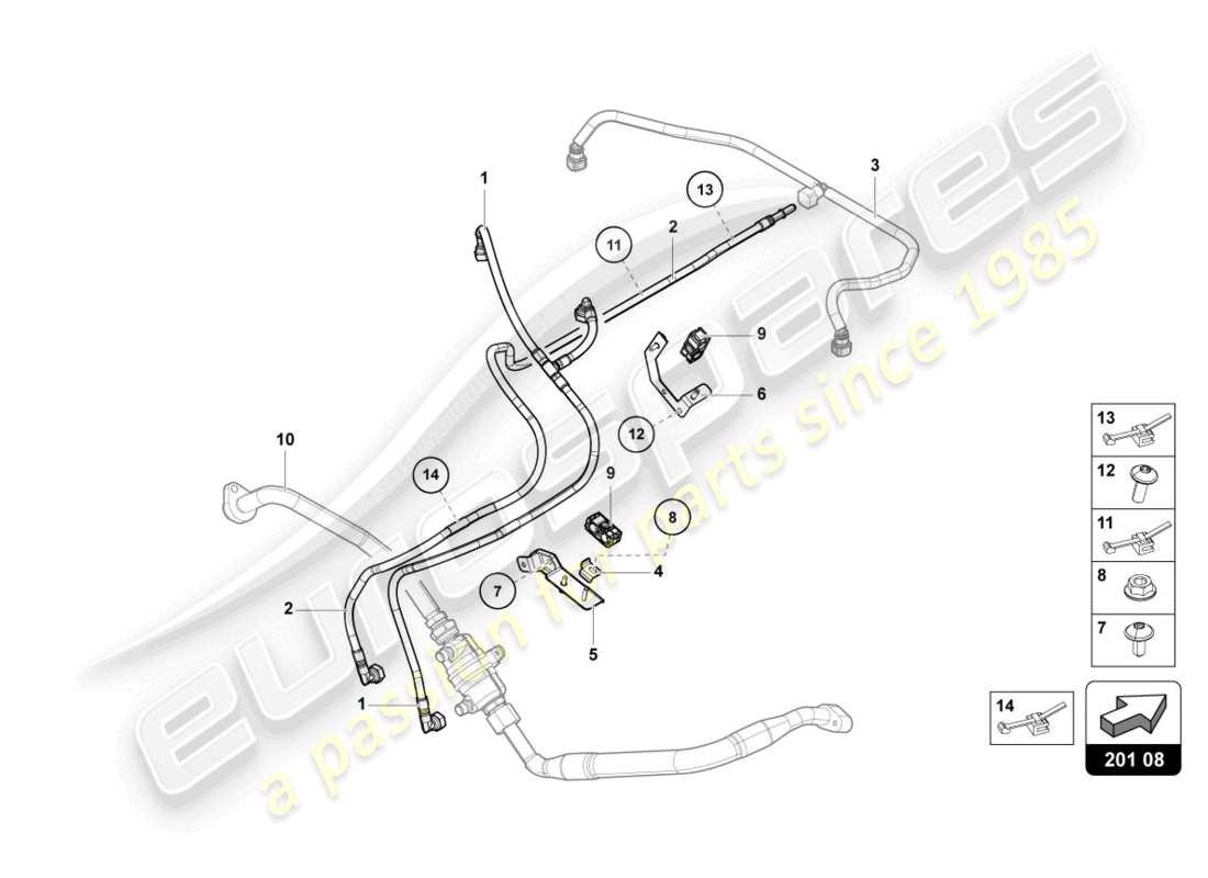 lamborghini 2022 (lp770-4 svj roadster) diagrama de piezas de la línea de combustible