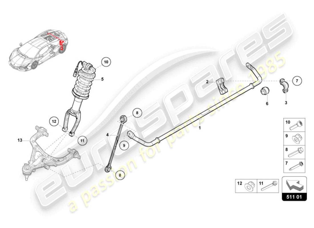lamborghini revuelto coupe (2024) amortiguador trasero diagrama de piezas