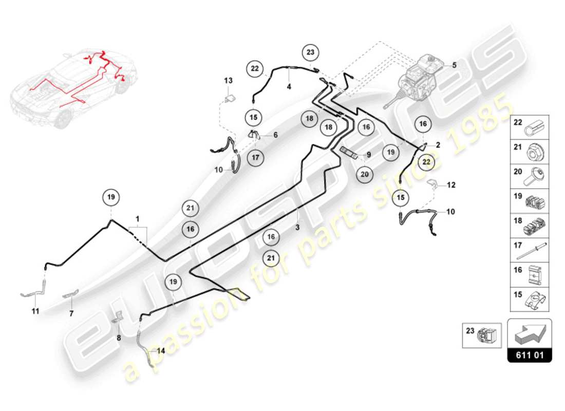 lamborghini revuelto coupe (2024) tubo de freno diagrama de piezas
