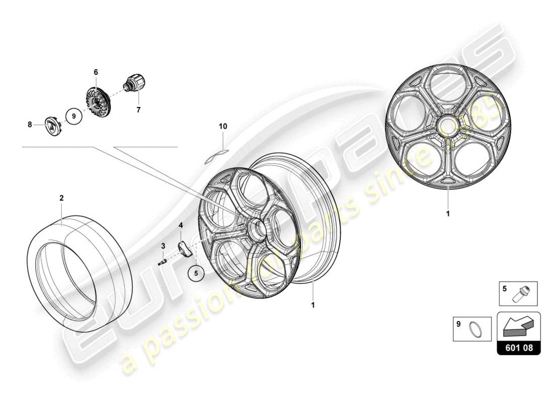 lamborghini countach lpi 800-4 (2022) ruedas/neumáticos diagrama de piezas