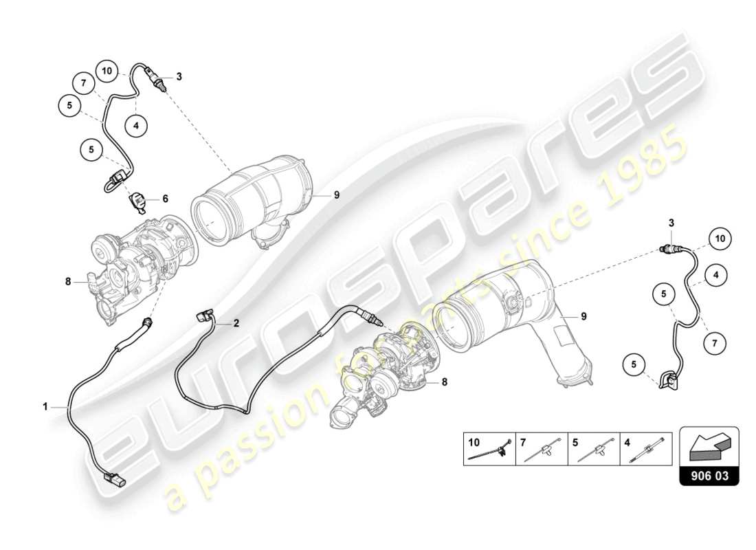 lamborghini urus performante (2023) diagrama de piezas de la sonda lambda