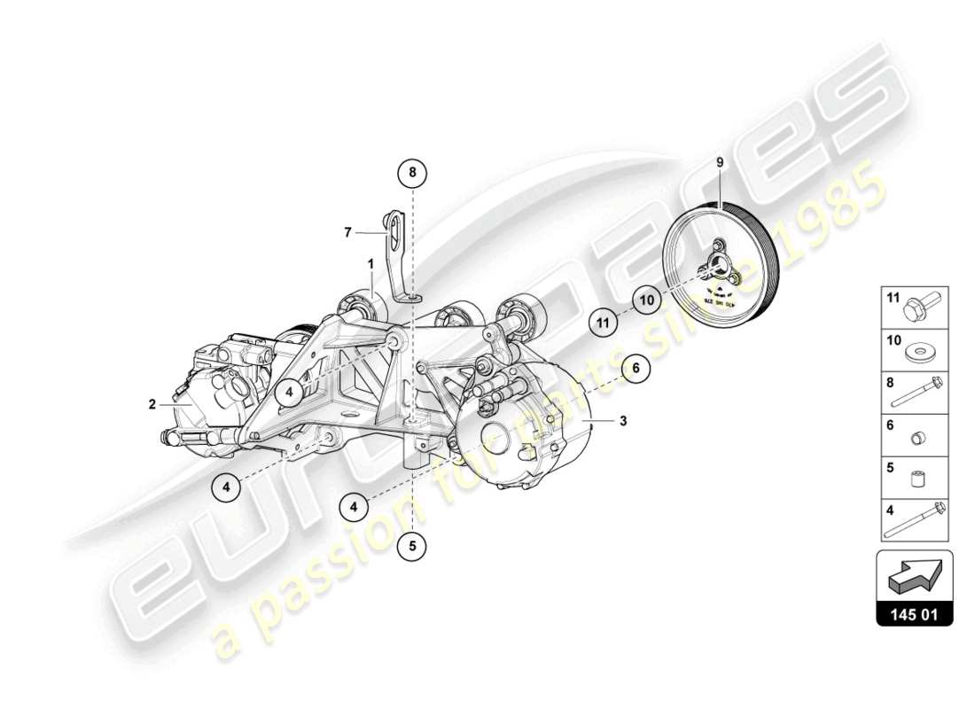 lamborghini ultimae (2022) diagrama de piezas de la polea de correa v