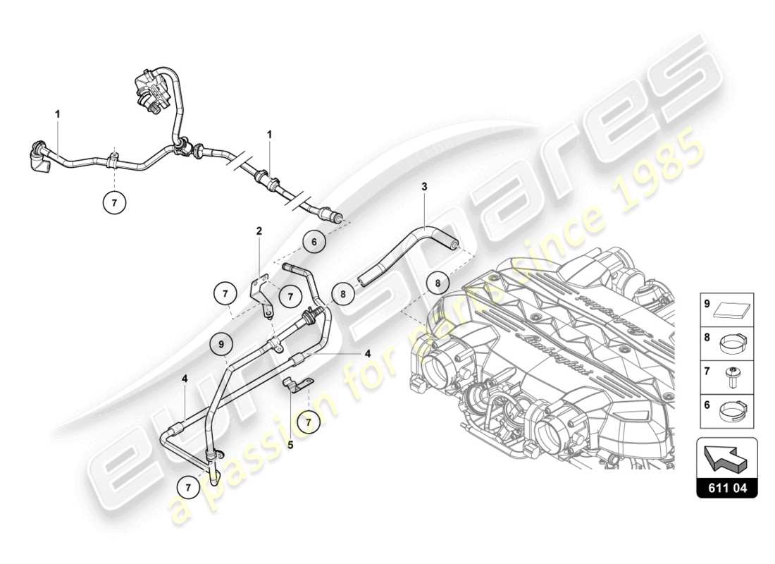 lamborghini ultimae (2022) mangueras de vacío diagrama de piezas