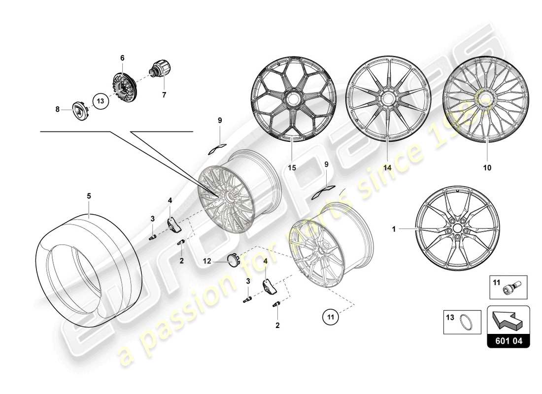 lamborghini ultimae (2022) ruedas/neumáticos traseros diagrama de piezas