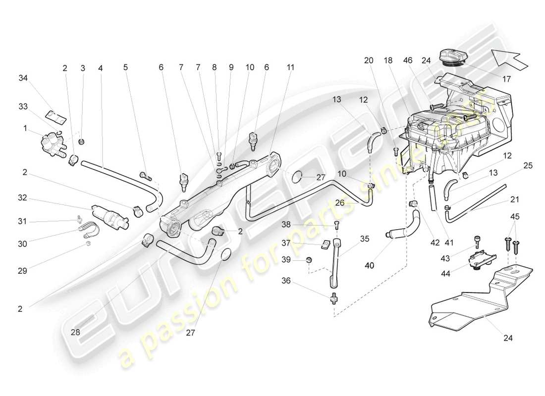 un diagrama de piezas del catálogo de piezas lamborghini lp550-2 coupe (2013)