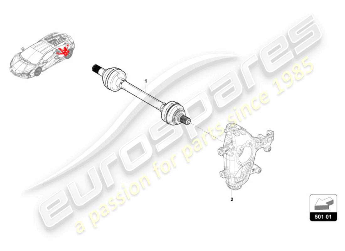 lamborghini revuelto coupe (2024) eje del eje trasero diagrama de piezas