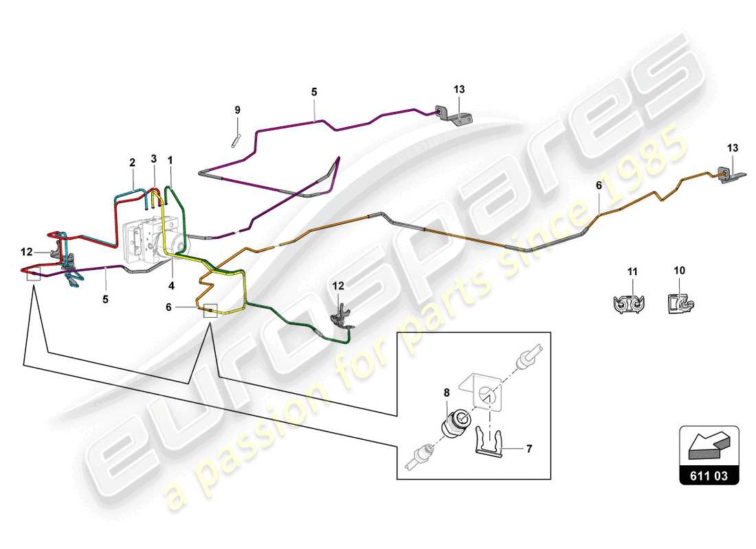 lamborghini ultimae (2022) servo freno, tubos y sistema de vacío diagrama de partes