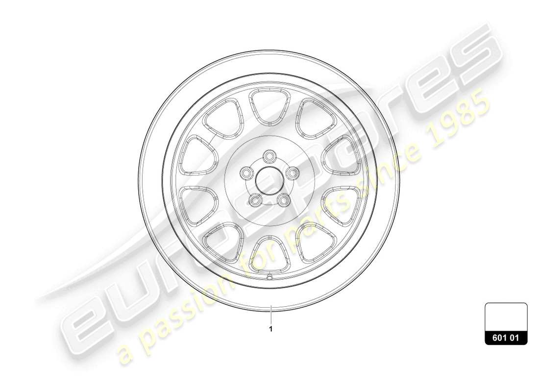 lamborghini urus (2020) diagrama de piezas de la rueda de repuesto