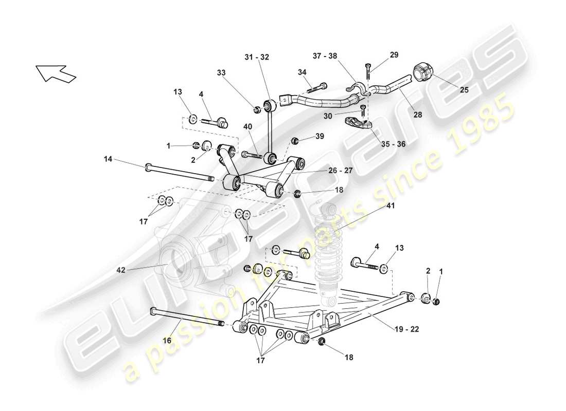 un diagrama de piezas del catálogo de piezas de Lamborghini LP640 Roadster (2008)