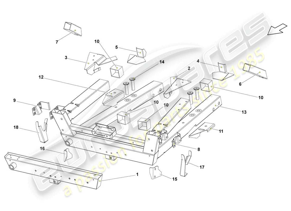 un diagrama de piezas del catálogo de piezas Lamborghini Gallardo Coupe (2005)