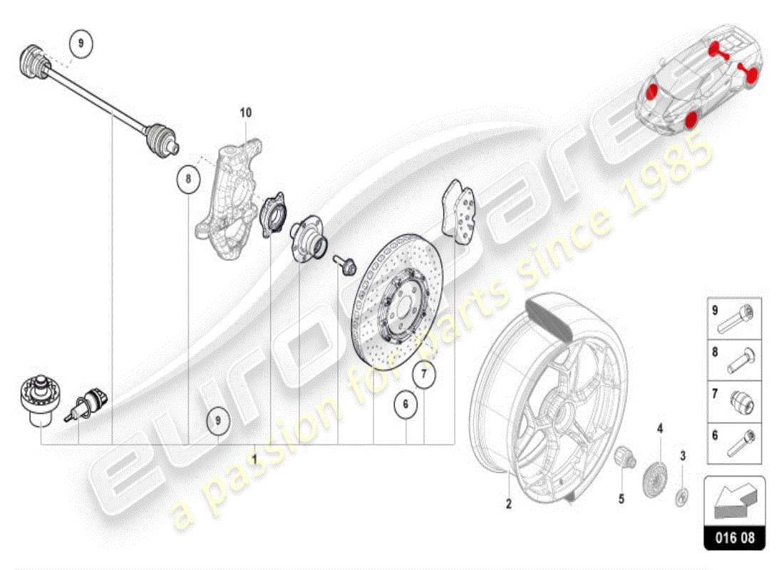 un diagrama de piezas del catálogo de piezas lamborghini huracan tecnica (accessories)