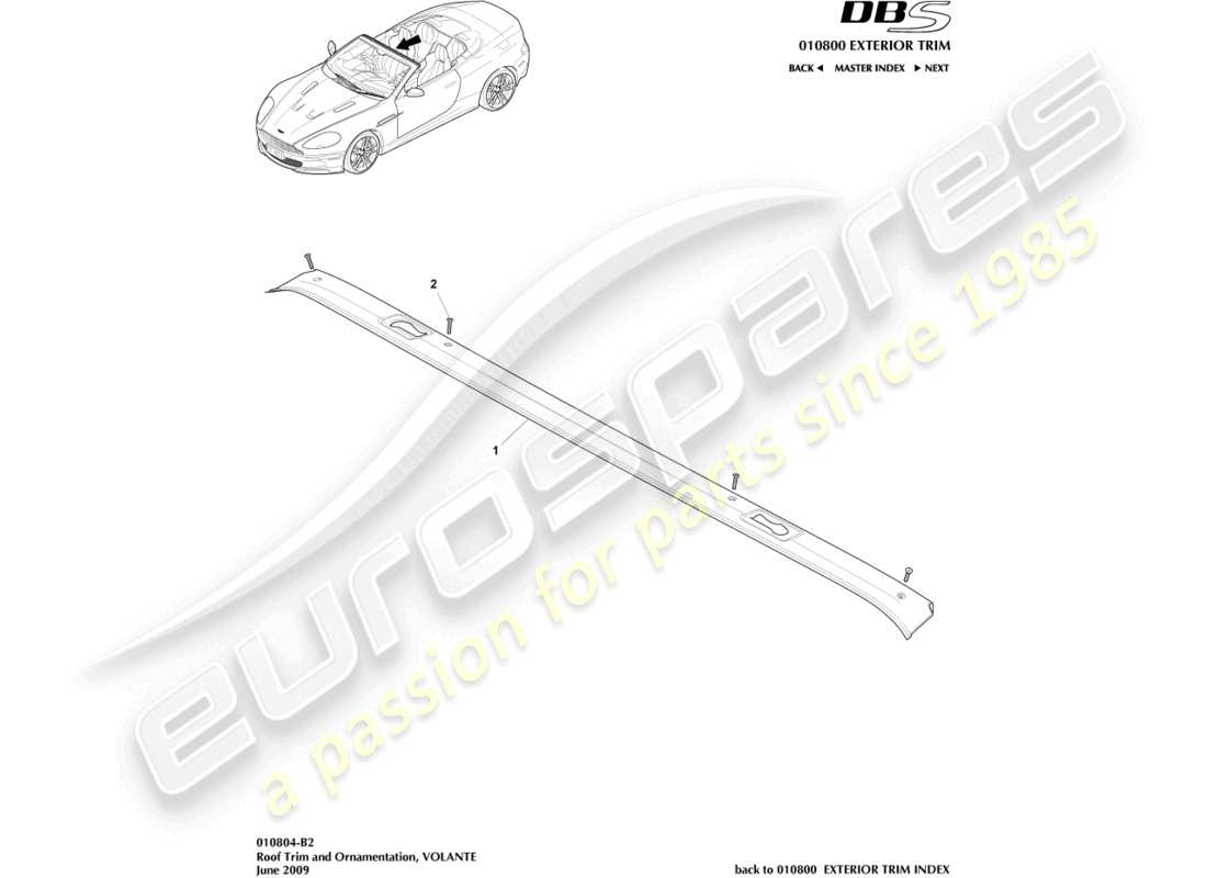 aston martin dbs (2014) adorno de techo, diagrama de piezas de volante