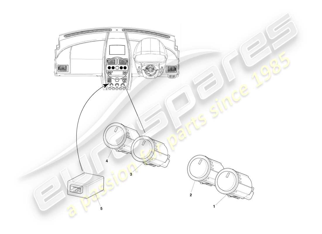 aston martin v8 vantage (2005) diagrama de piezas de los interruptores de transmisión