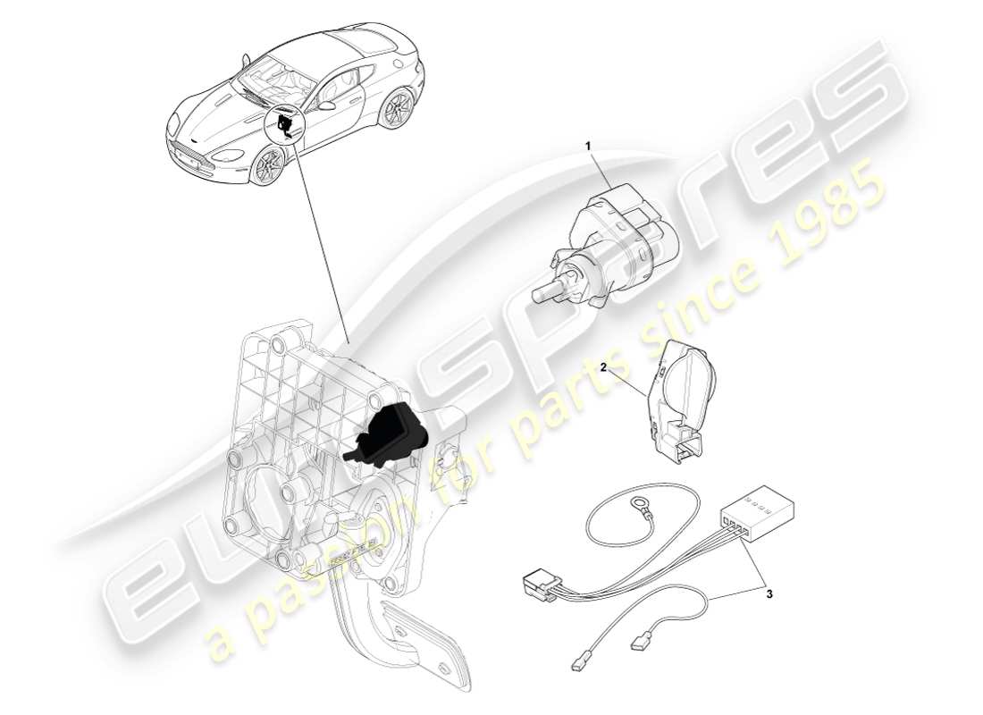 aston martin v8 vantage (2007) diagrama de piezas del interruptor de la lámpara de freno