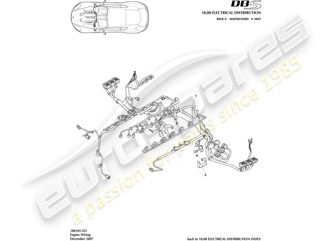 aston martin dbs (2011) engine bay harness diagrama de piezas