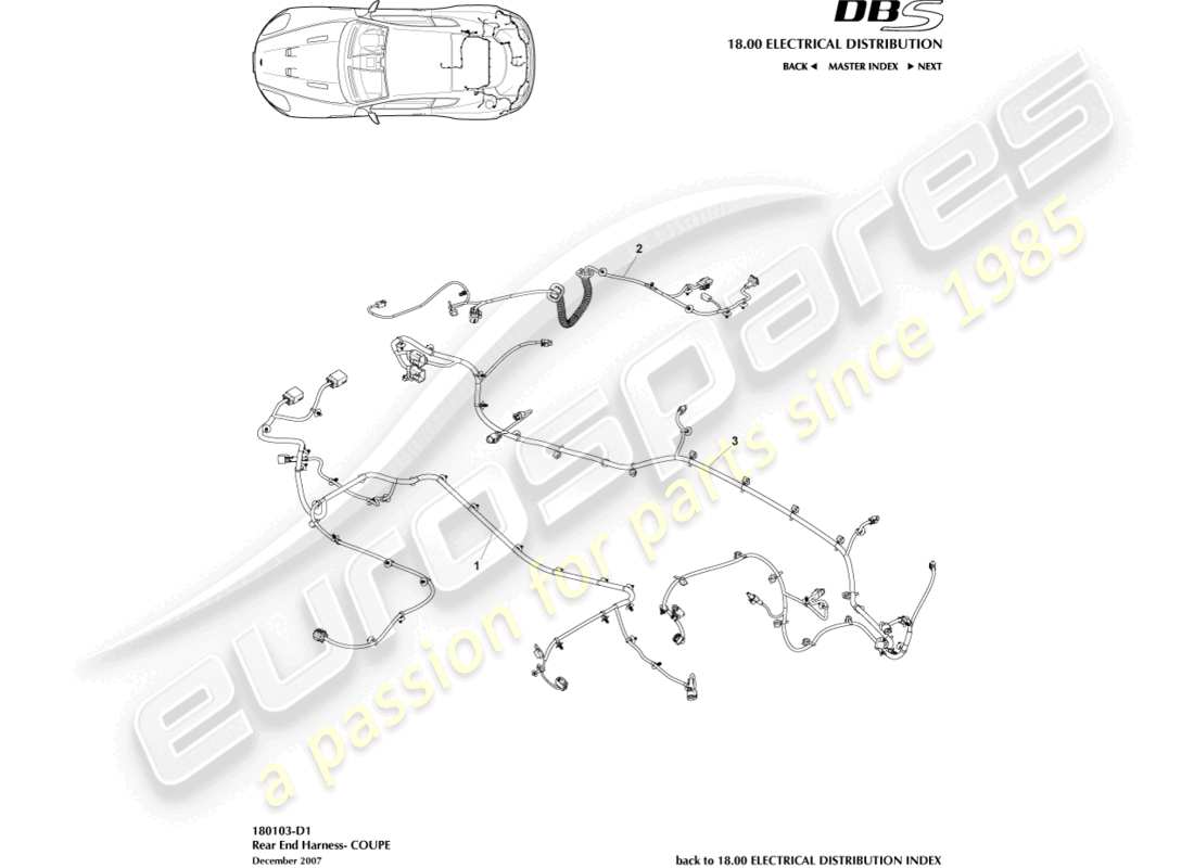 aston martin dbs (2011) arnés trasero, cupé diagrama de piezas