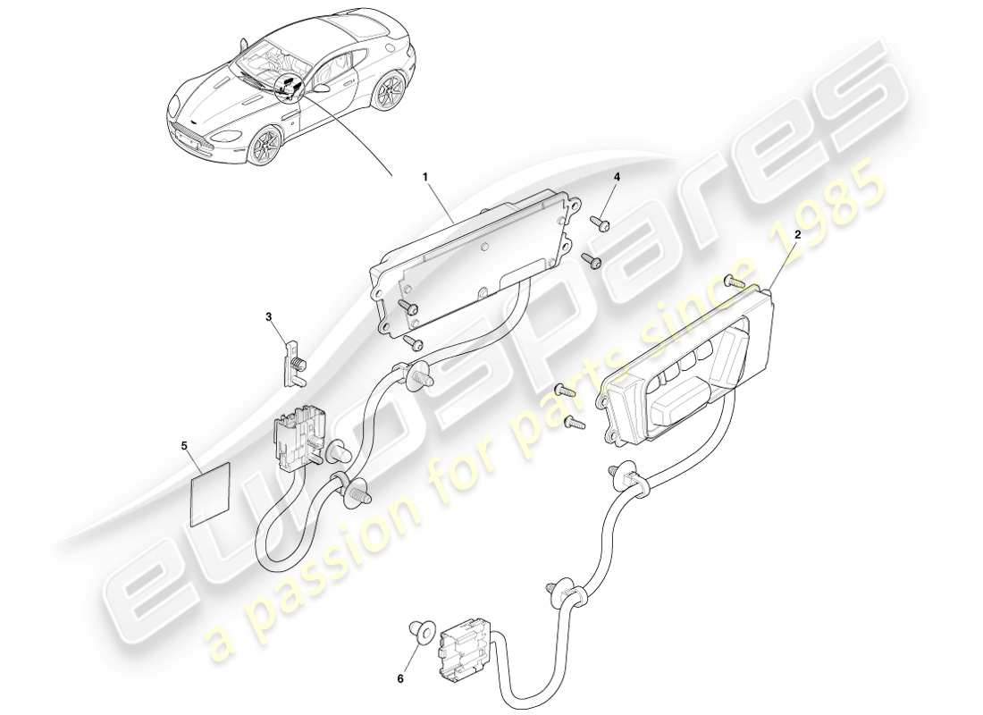 aston martin v8 vantage (2005) diagrama de piezas de ajuste del asiento delantero