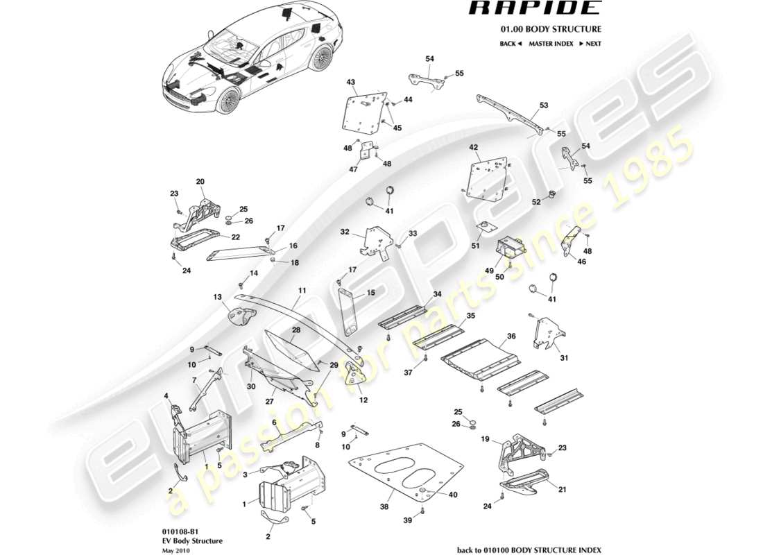 aston martin rapide (2012) piezas auxiliares diagrama de piezas