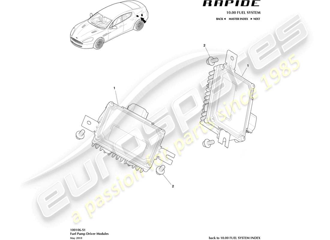 aston martin rapide (2011) módulo de bomba de combustible diagrama de piezas